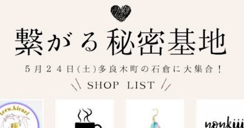 それぞれ違った物を製作する仲間達でアットホームなマルシェをしたいねとの話から開催する事になった秘密基地